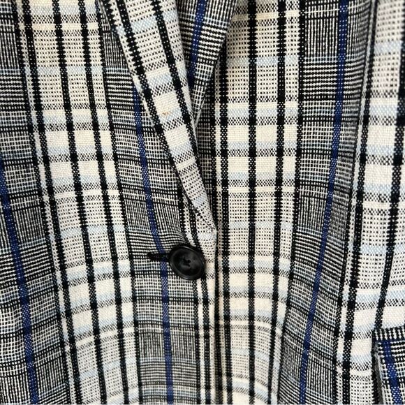 Nine West Long Lined Academia Black Plaid Multicolor Poly Wool Blend Blazer XL - Picture 5 of 14